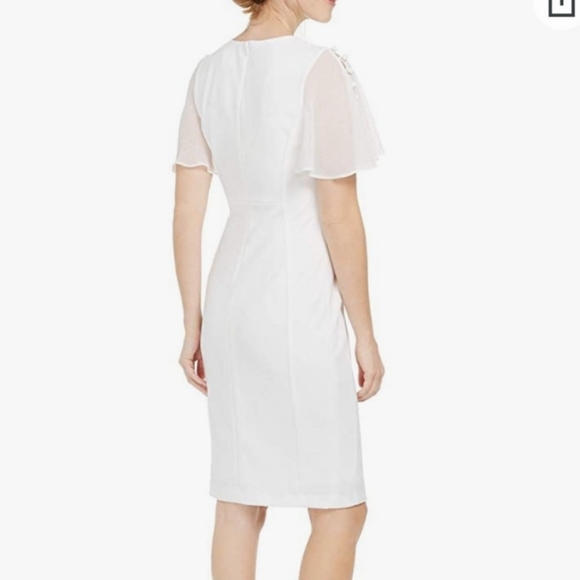 Calvin Klein White/Ivory Sheath Dress Button Flowy Sleeve ♥ - Picture 4 of 5